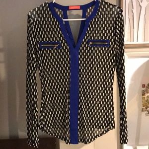 Sheer top with zipper accents